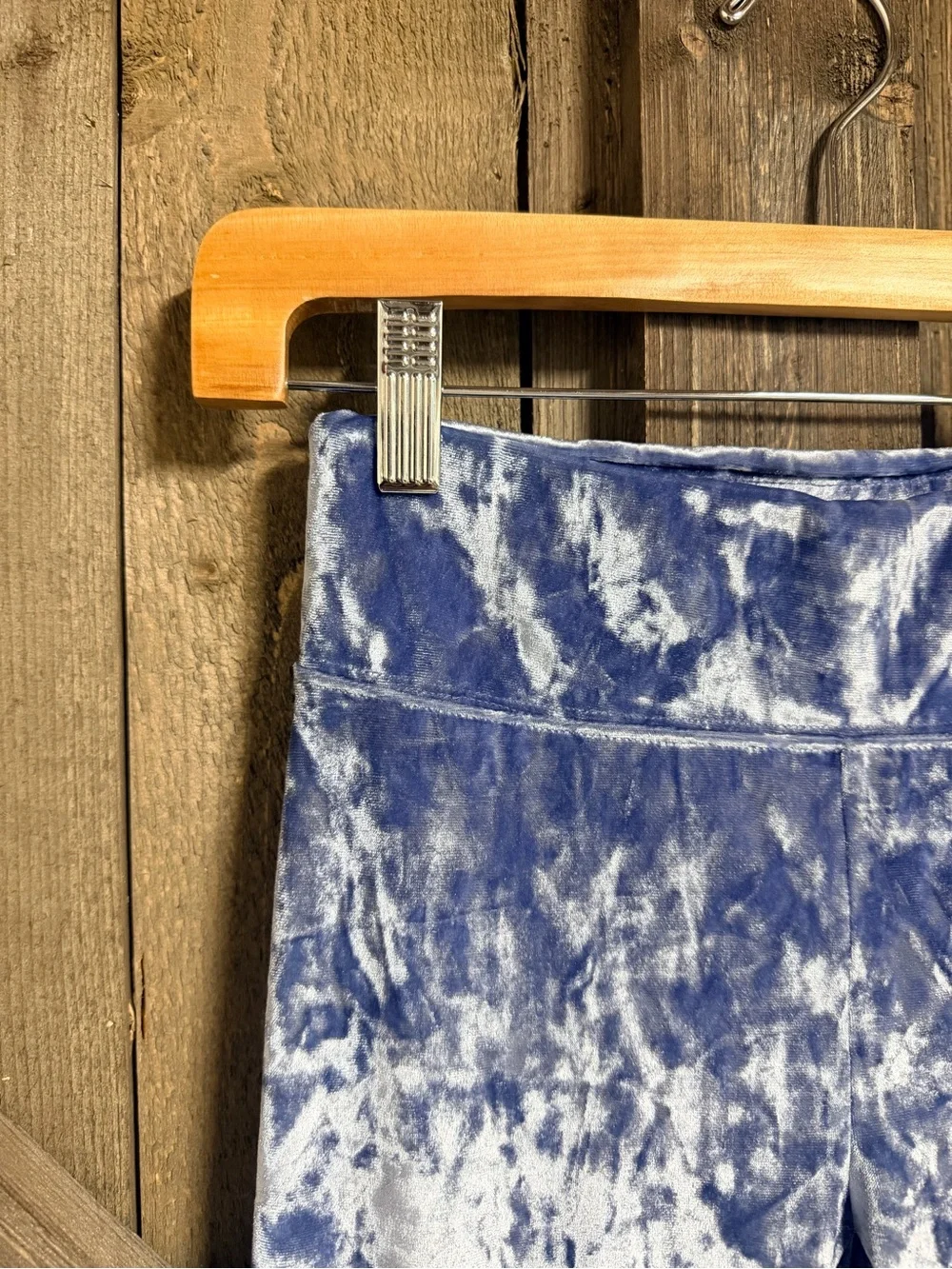 Kids Blue Velvet Leggings